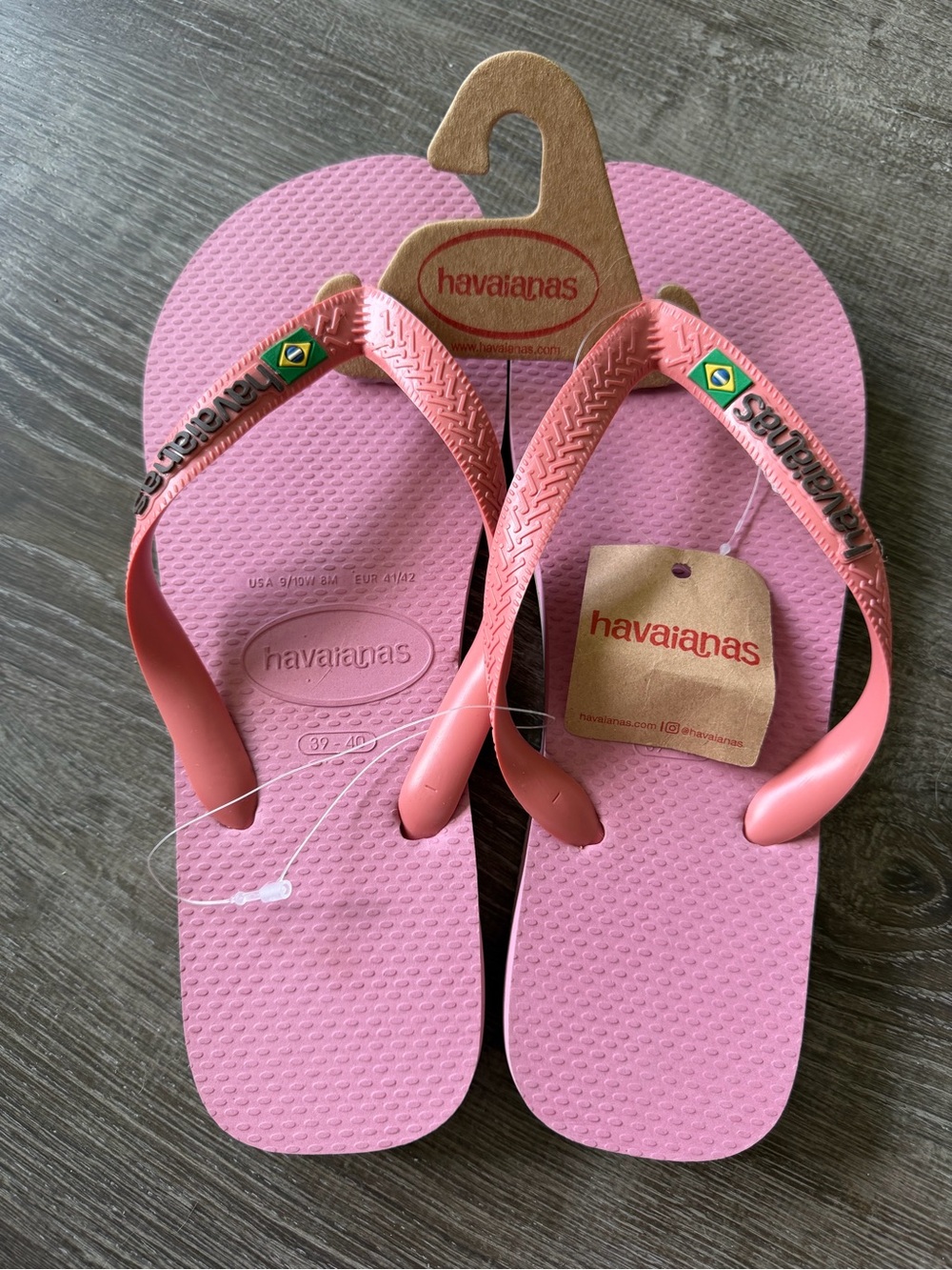 Havaianas Pink Flip Flops with Brazilian Flag Accent